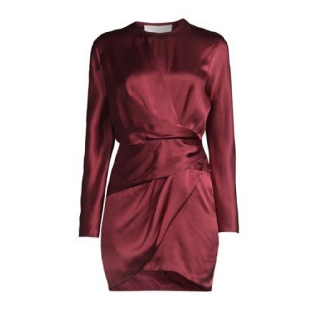 Michelle Mason Silk Origami Mini Dress | Size 2 | Burgundy